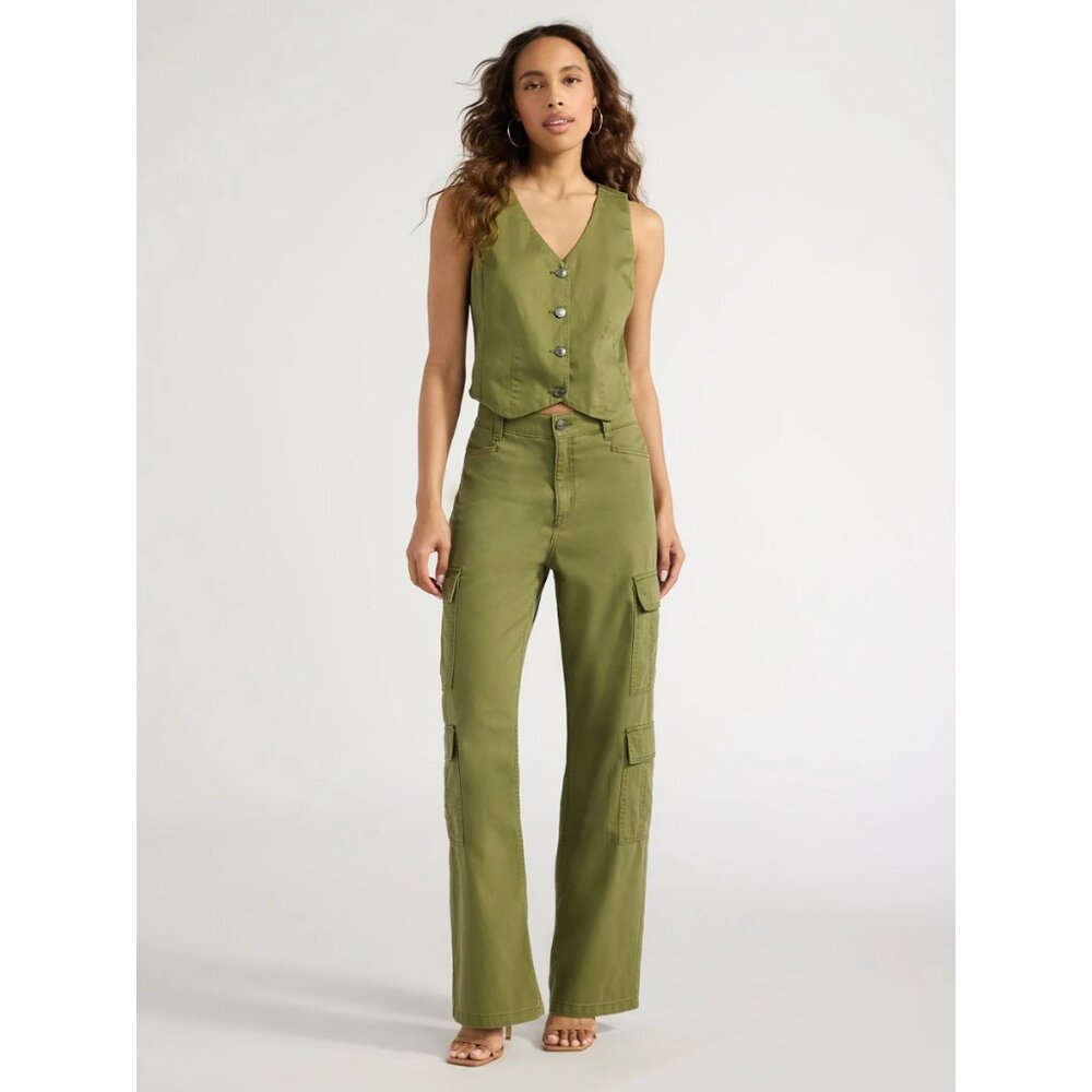 Relaxed Straight Super High-Rise Cargo Pants, Olive - Picture 3 of 4